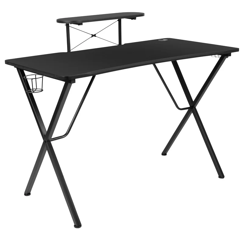 BlackArc Gaming Desk and Racing Chair Set with Headphone Hook, and Monitor Stand