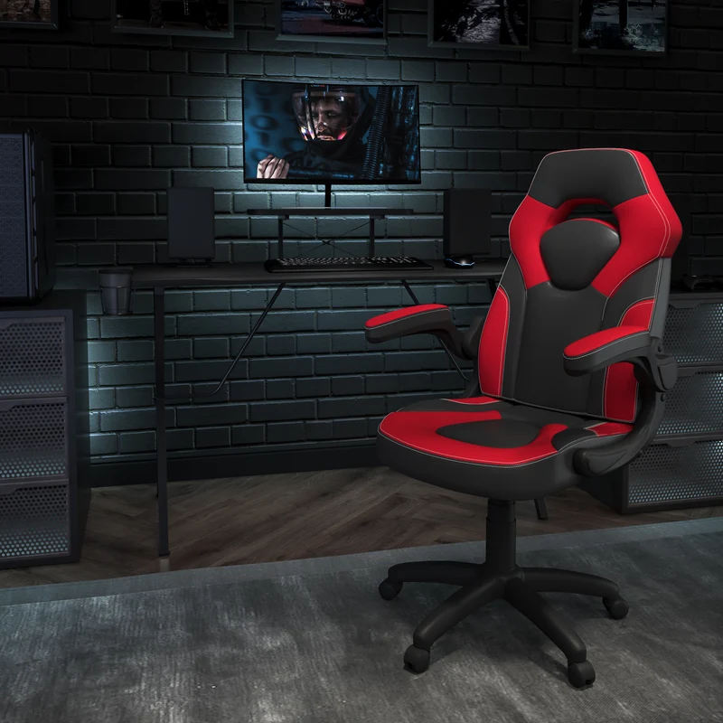 BlackArc Gaming Desk and Racing Chair Set with Headphone Hook, and Monitor Stand