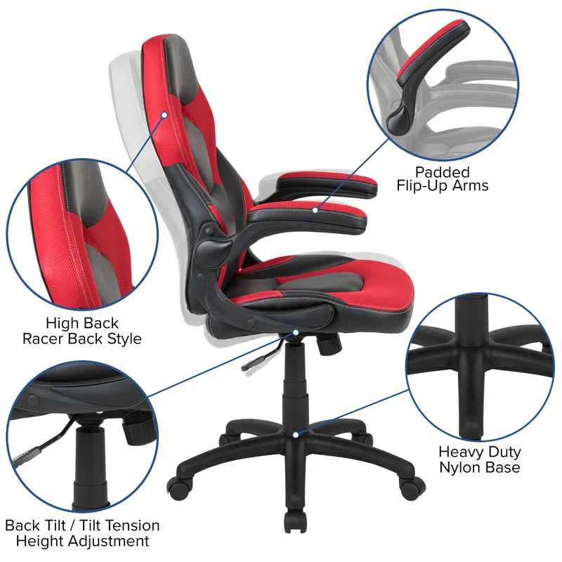 BlackArc Gaming Desk and Racing Chair Set with Headphone Hook, and Monitor Stand