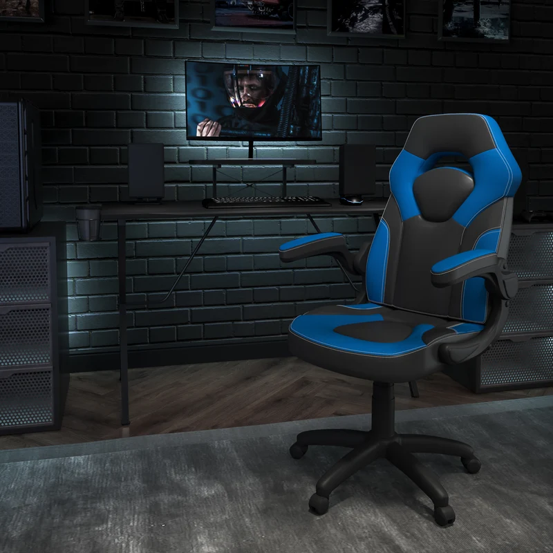 BlackArc Gaming Desk and Racing Chair Set with Headphone Hook, and Monitor Stand
