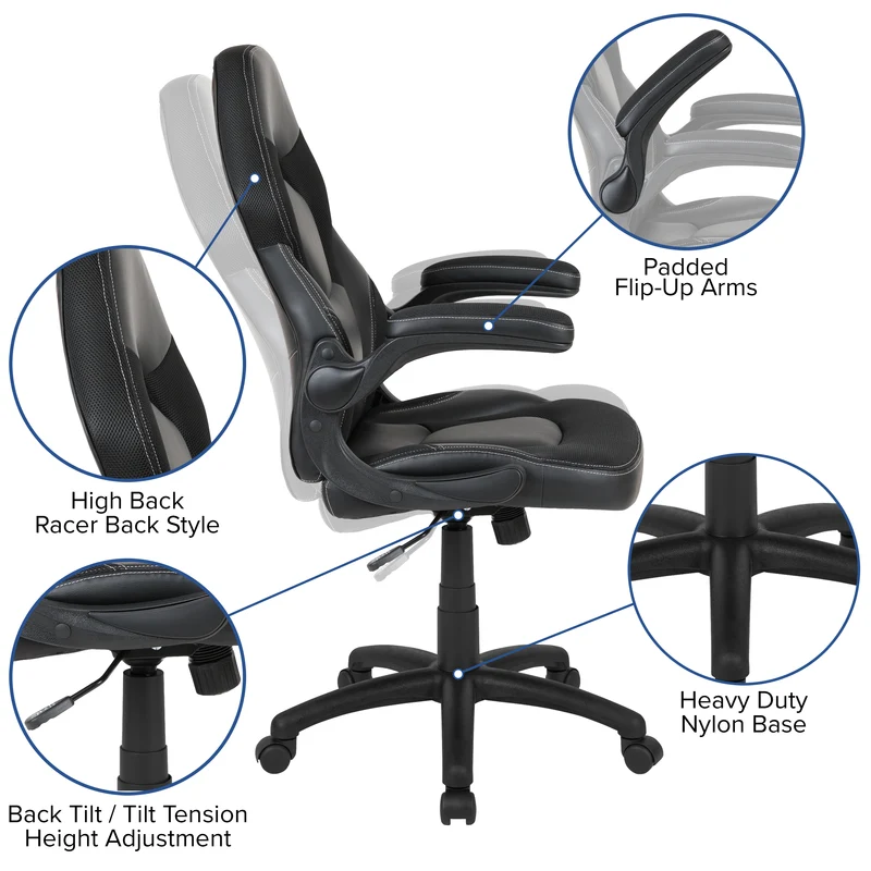 BlackArc Gaming Desk and Racing Chair Set with Headphone Hook, and Monitor Stand