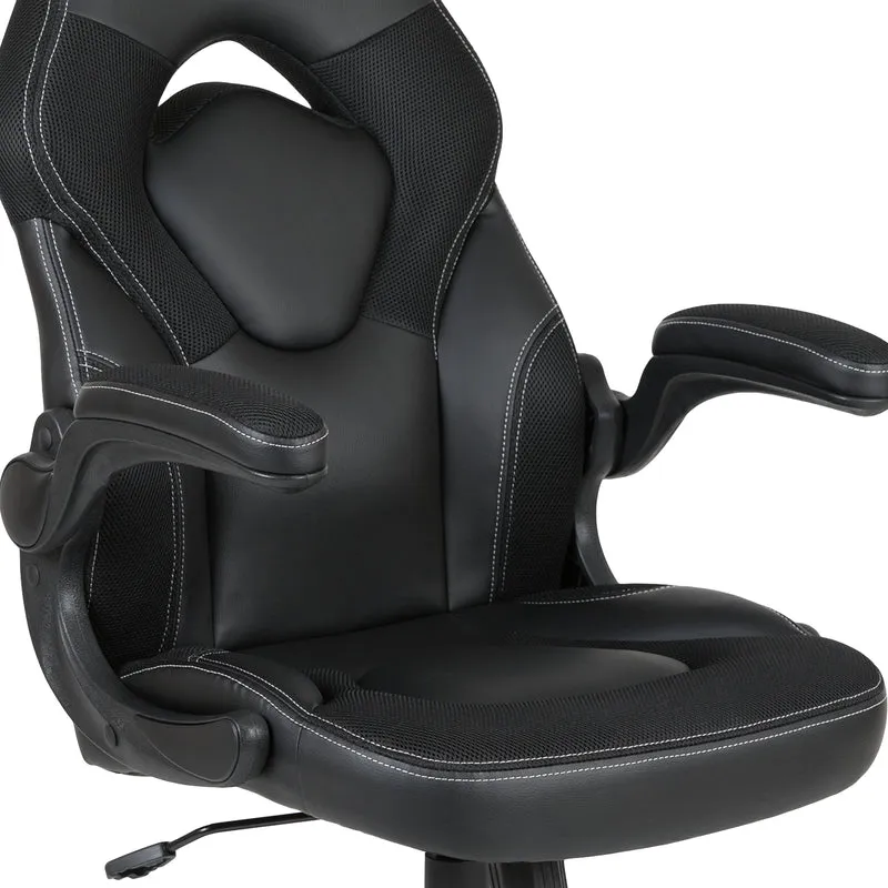 BlackArc Gaming Desk and Racing Chair Set with Headphone Hook, and Monitor Stand