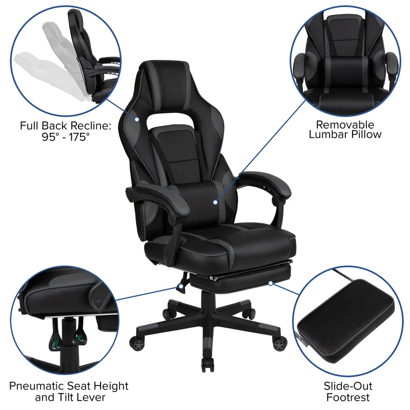 BlackArc Gaming Bundle-Cup/Headphone Desk & Reclining Footrest Chair