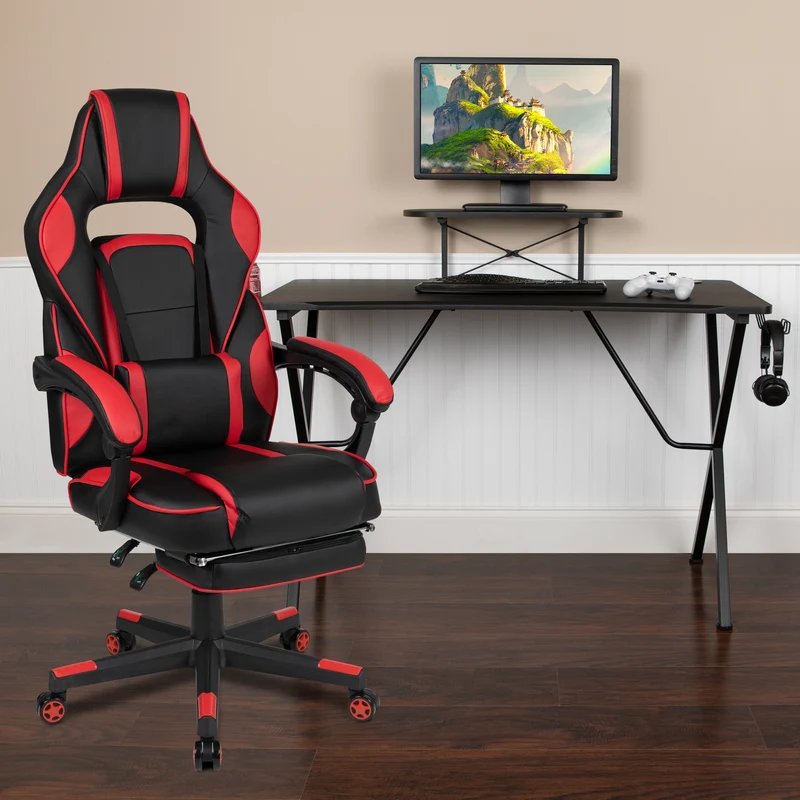 BlackArc Gaming Bundle-Cup/Headphone Desk & Reclining Footrest Chair