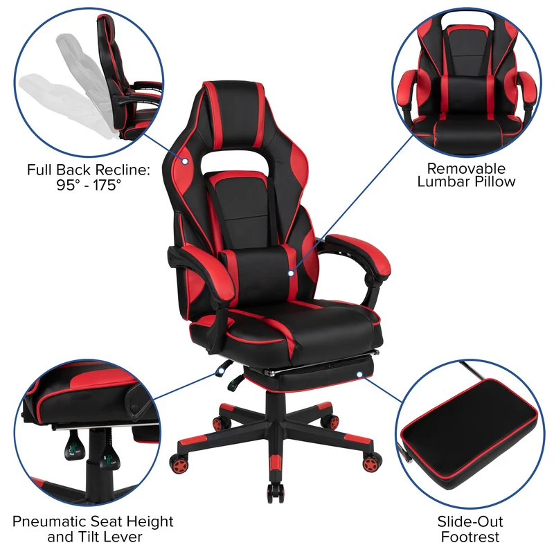BlackArc Gaming Bundle-Cup/Headphone Desk & Reclining Footrest Chair