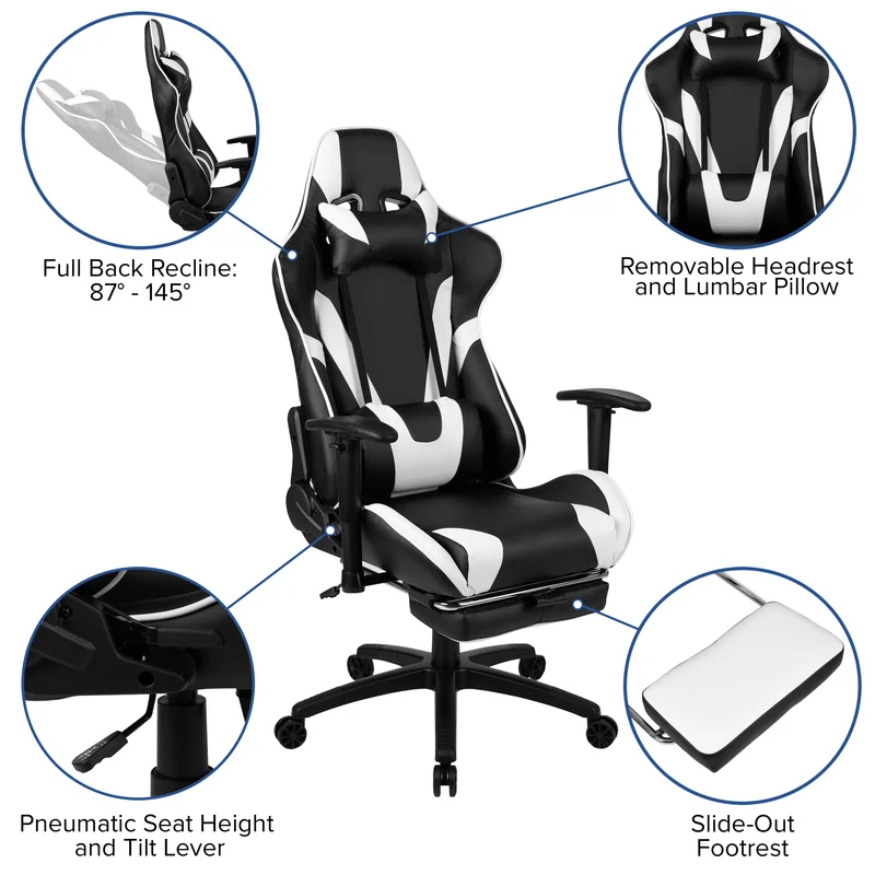 BlackArc Gaming Desk & Chair Set - Cup Holder, Headphone Hook, and Monitor Stand