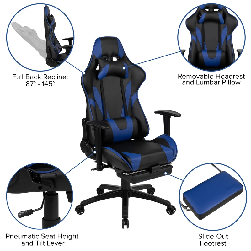 BlackArc Gaming Desk & Chair Set - Cup Holder, Headphone Hook, and Monitor Stand