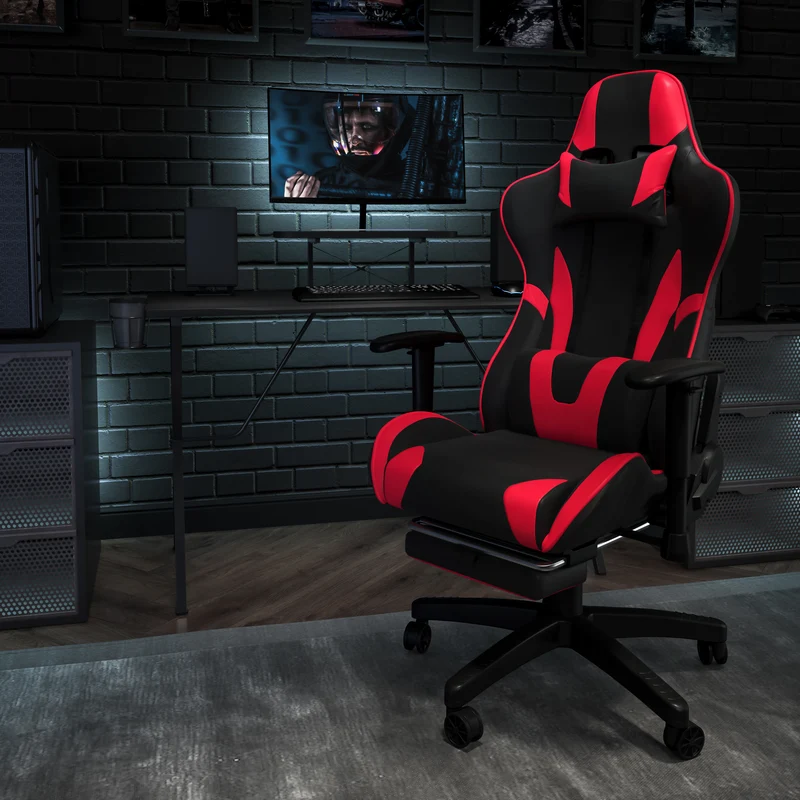 BlackArc Gaming Desk & Chair Set - Cup Holder, Headphone Hook, and Monitor Stand
