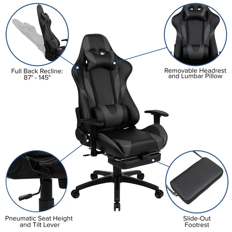 BlackArc Gaming Desk & Chair Set - Cup Holder, Headphone Hook, and Monitor Stand