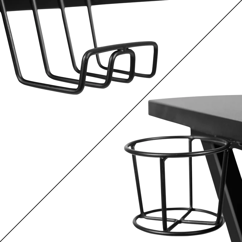 BlackArc Gaming Desk & Chair Set - Cup Holder, Headphone Hook, and Monitor Stand