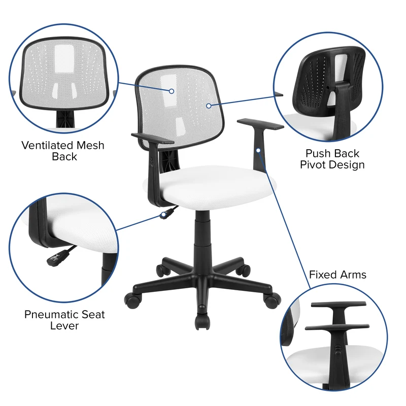 Pivot Back Mesh Swivel Task Office Chair with Arms, BIFMA Certified