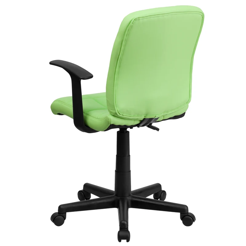 Mid-Back Quilted Vinyl Swivel Task Office Chair with Arms