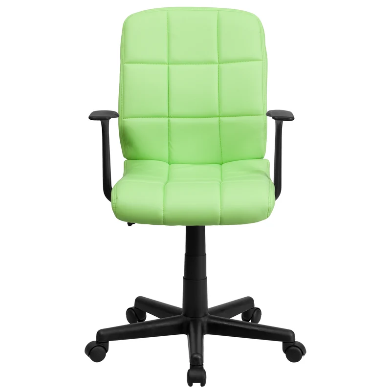 Mid-Back Quilted Vinyl Swivel Task Office Chair with Arms