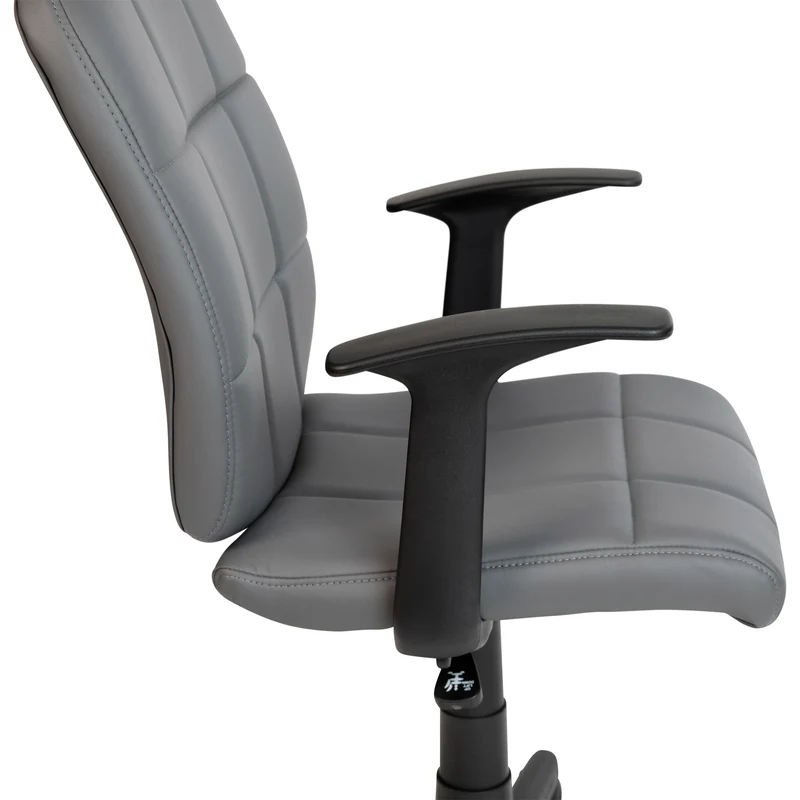 Mid-Back Quilted Vinyl Swivel Task Office Chair with Arms