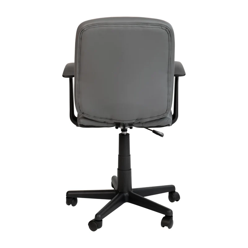 Mid-Back Quilted Vinyl Swivel Task Office Chair with Arms