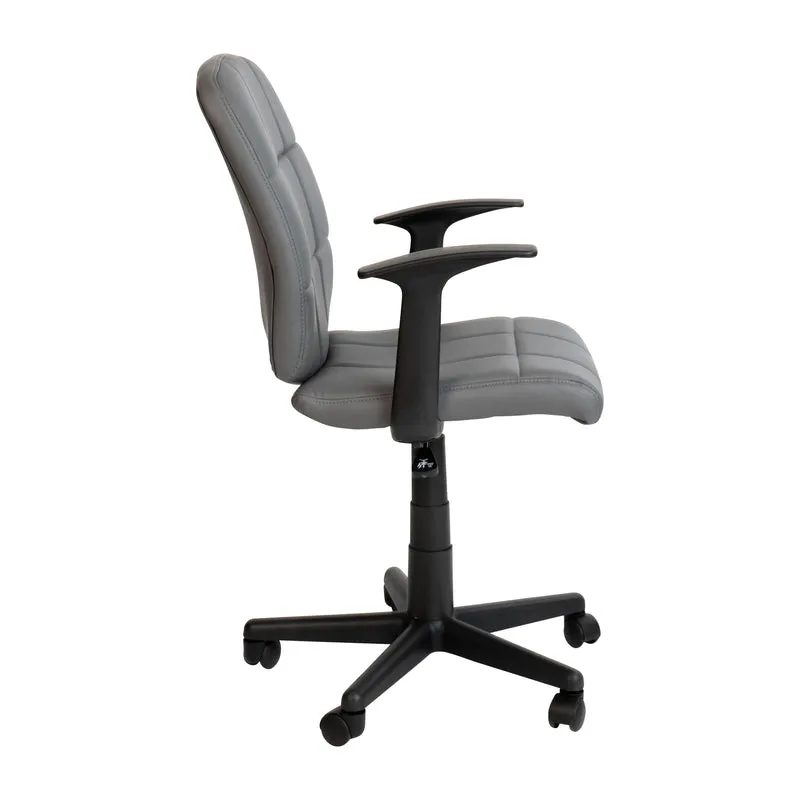 Mid-Back Quilted Vinyl Swivel Task Office Chair with Arms