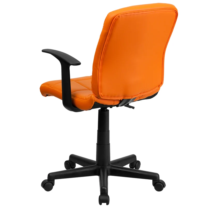 Mid-Back Quilted Vinyl Swivel Task Office Chair with Arms