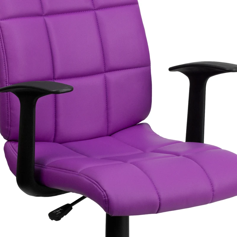 Mid-Back Quilted Vinyl Swivel Task Office Chair with Arms