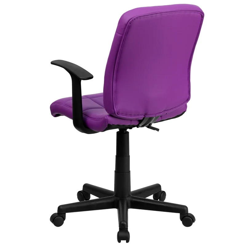 Mid-Back Quilted Vinyl Swivel Task Office Chair with Arms