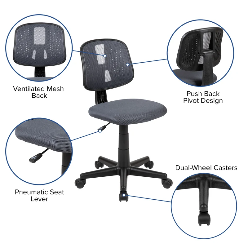 Mid-Back Mesh Swivel Task Office Chair with Pivot Back, BIFMA Certified