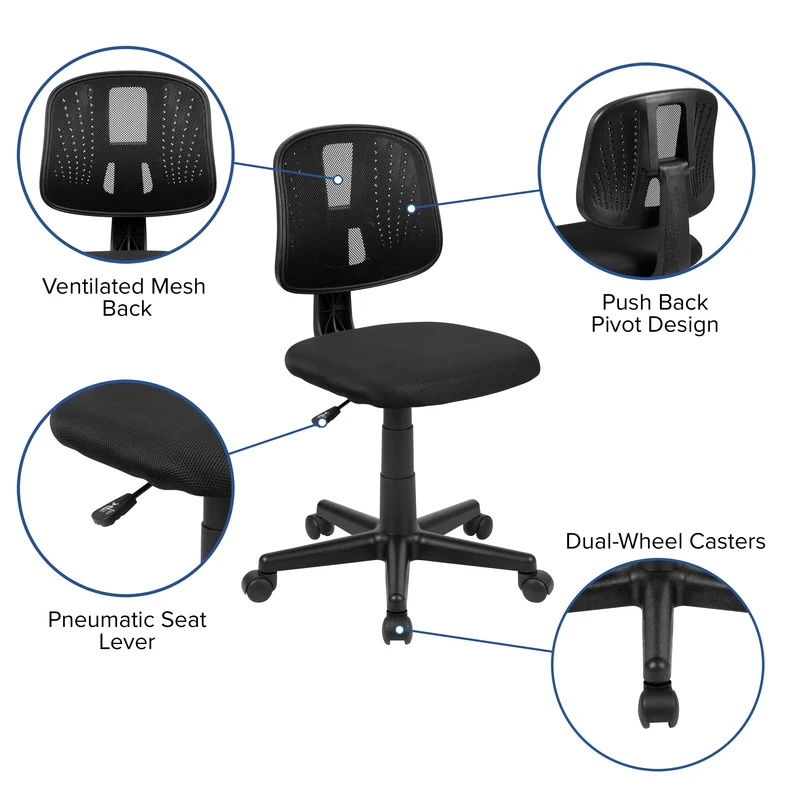 Mid-Back Mesh Swivel Task Office Chair with Pivot Back, BIFMA Certified