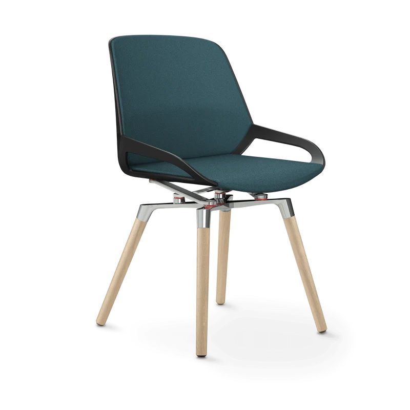 Aeris Numo Comfort Holzbeine Eiche Sitzbezug blau meliert