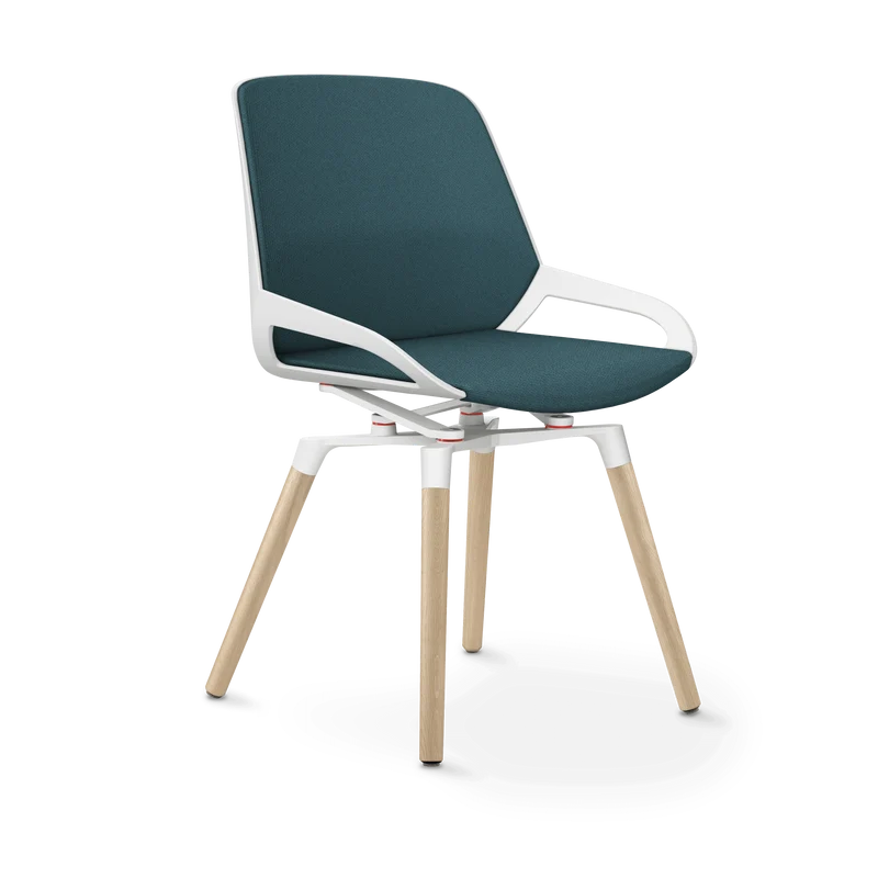 Aeris Numo Comfort Holzbeine Eiche Sitzbezug blau meliert