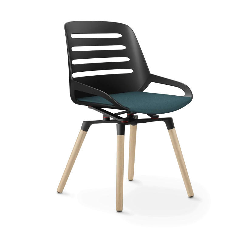 Aeris Numo Comfort Holzbeine Eiche Sitzbezug blau meliert