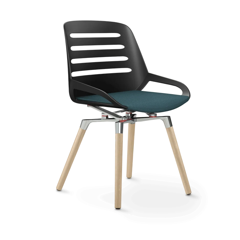 Aeris Numo Comfort Holzbeine Eiche Sitzbezug blau meliert