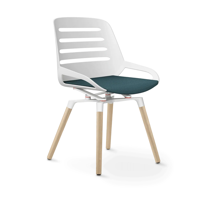 Aeris Numo Comfort Holzbeine Eiche Sitzbezug blau meliert