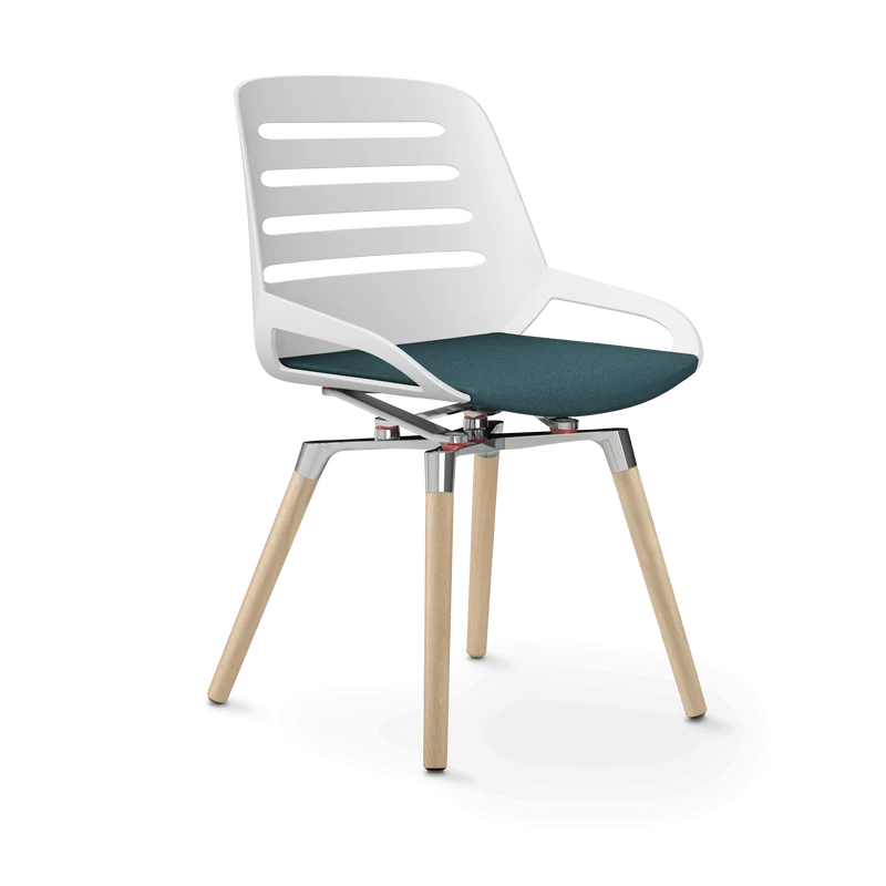 Aeris Numo Comfort Holzbeine Eiche Sitzbezug blau meliert