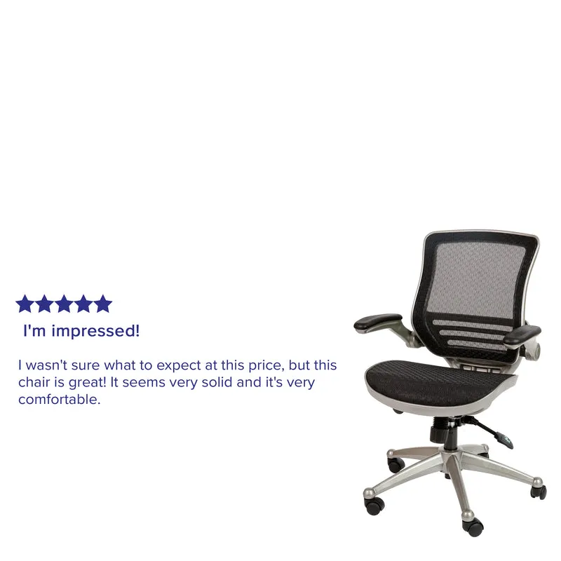 Mid-Back Transparent Mesh Executive Swivel Office Chair with Flip-Up Arms