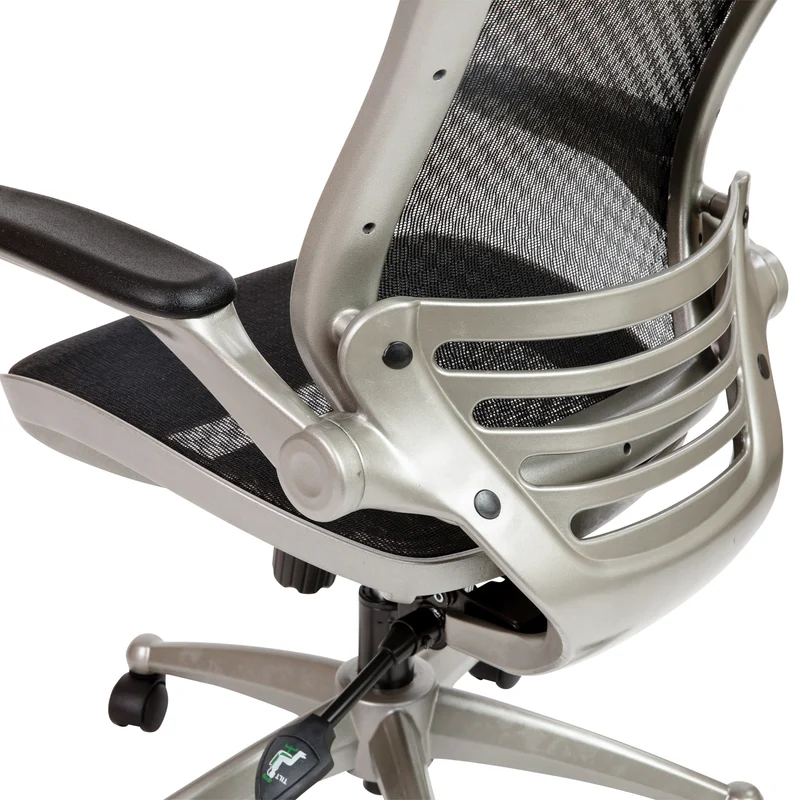 Mid-Back Transparent Mesh Executive Swivel Office Chair with Flip-Up Arms