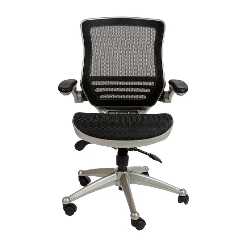 Mid-Back Transparent Mesh Executive Swivel Office Chair with Flip-Up Arms