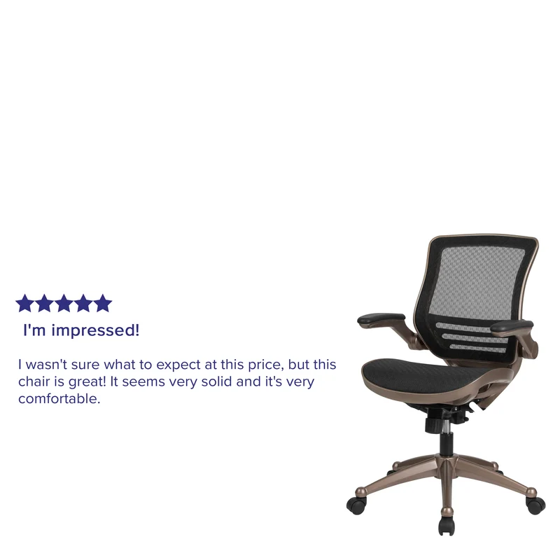Mid-Back Transparent Mesh Executive Swivel Office Chair with Flip-Up Arms