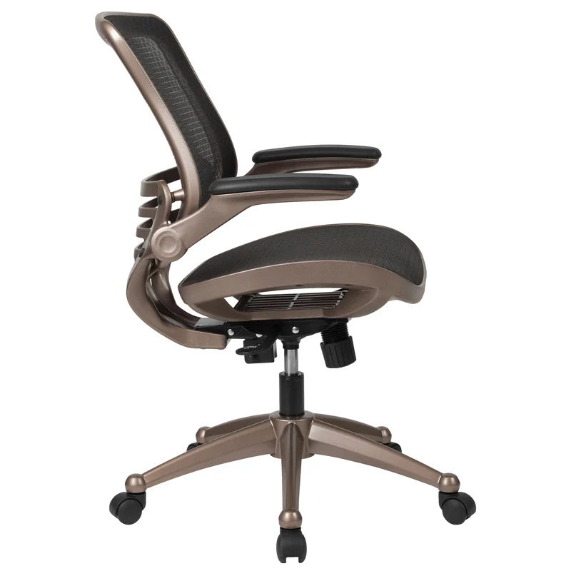 Mid-Back Transparent Mesh Executive Swivel Office Chair with Flip-Up Arms