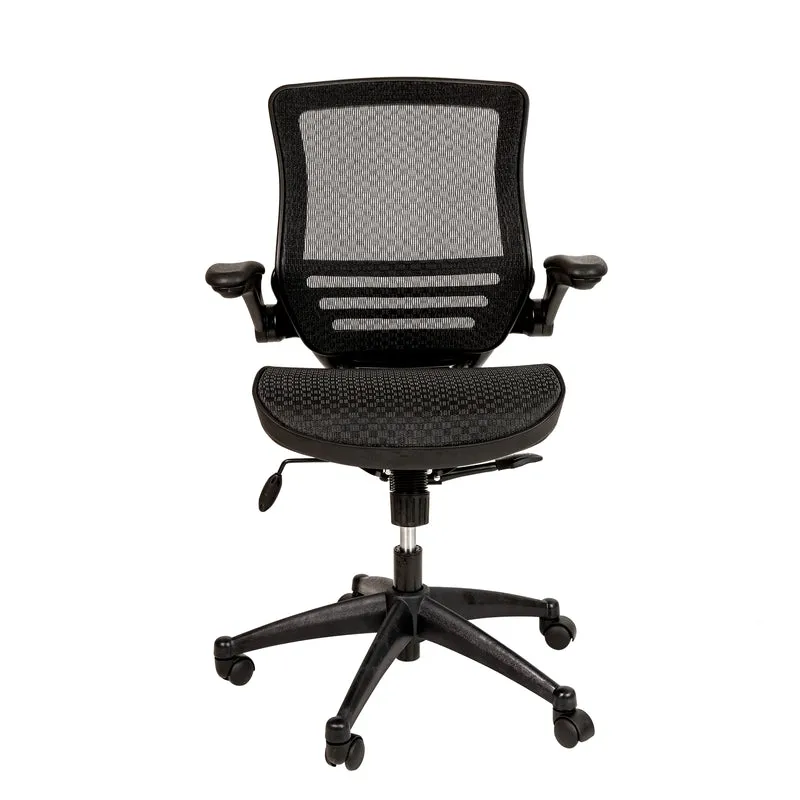 Mid-Back Transparent Mesh Executive Swivel Office Chair with Flip-Up Arms