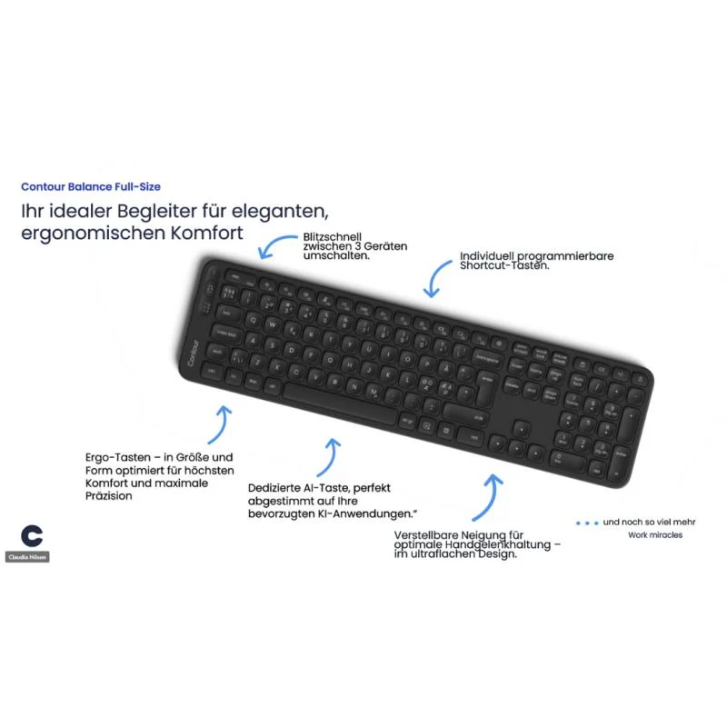 Contour Balance Full-Size Tastatur DE - passend zur RollerMouse Red, RollerMouse Pro3 und Touchpad-Mouse