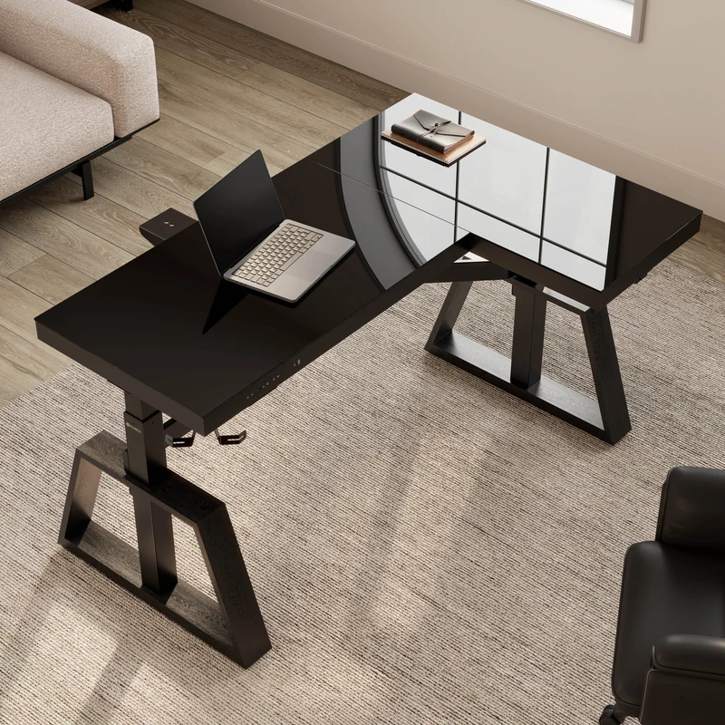 GTG-L60 Pro, L shaped Glass Gaming Standing Desk (60"x23")