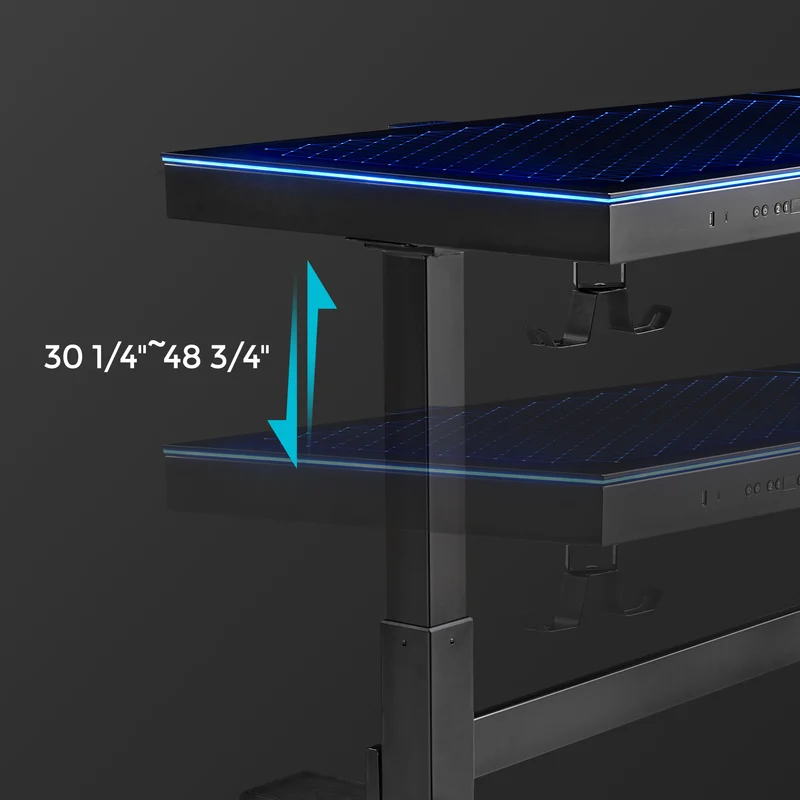 GTG-L60 Pro, L shaped Glass Gaming Standing Desk (60"x23")