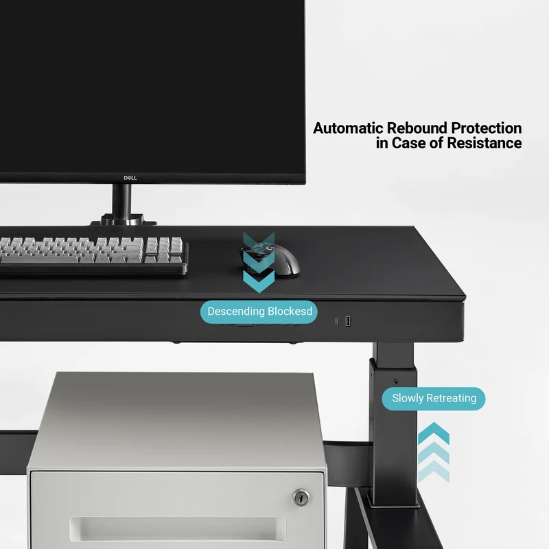 GTG-L60 Pro, L shaped Glass Gaming Standing Desk (60"x23")