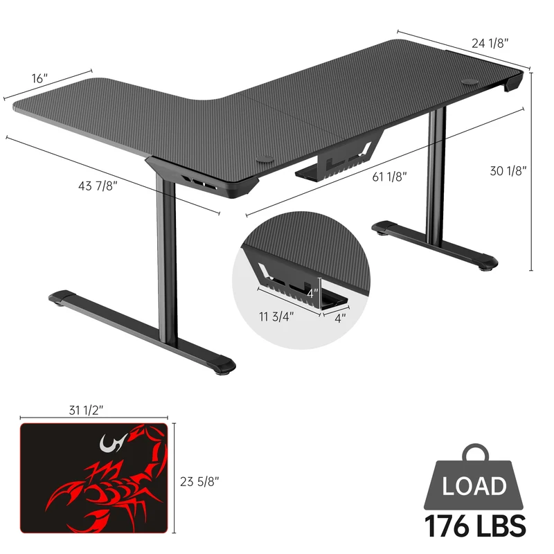 L Shaped Gaming Desk (60"x24")