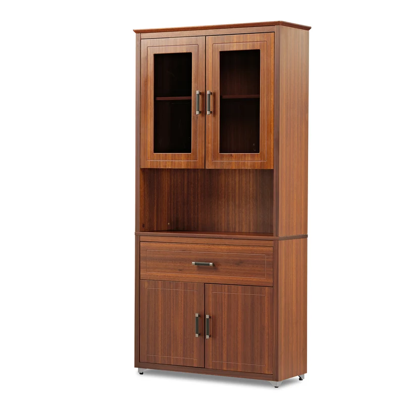 72'' Storage Bookcase with Doors and Shelves, Walnut