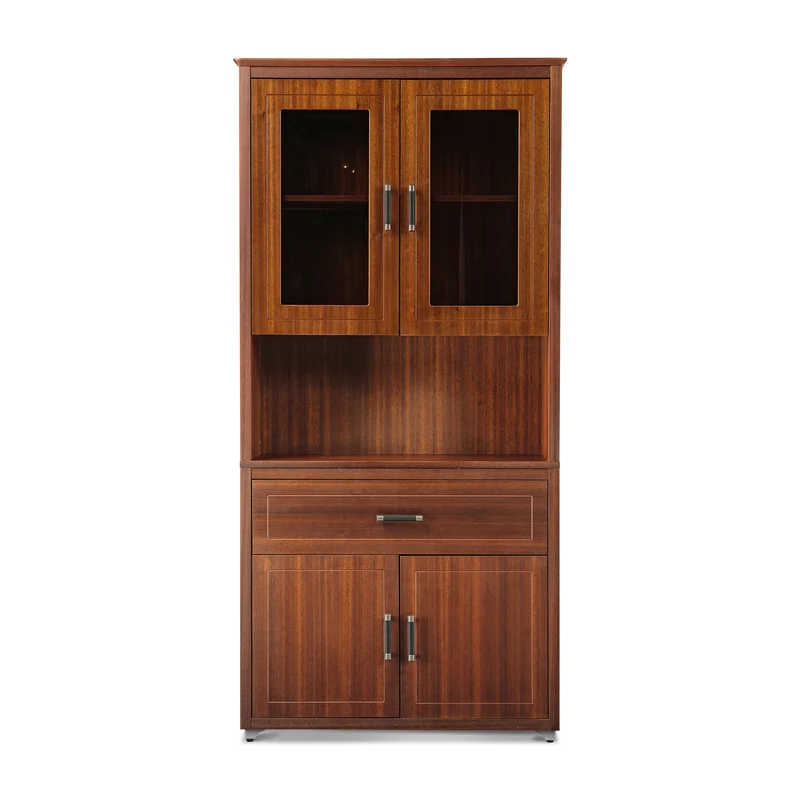 72'' Storage Bookcase with Doors and Shelves, Walnut