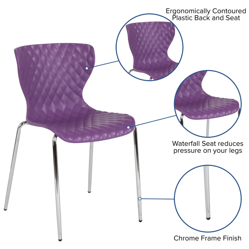 Contemporary Design Accent Dining Plastic Stack Chair