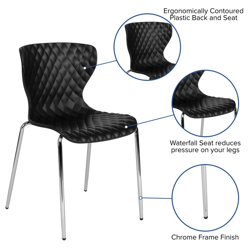 Contemporary Design Accent Dining Plastic Stack Chair