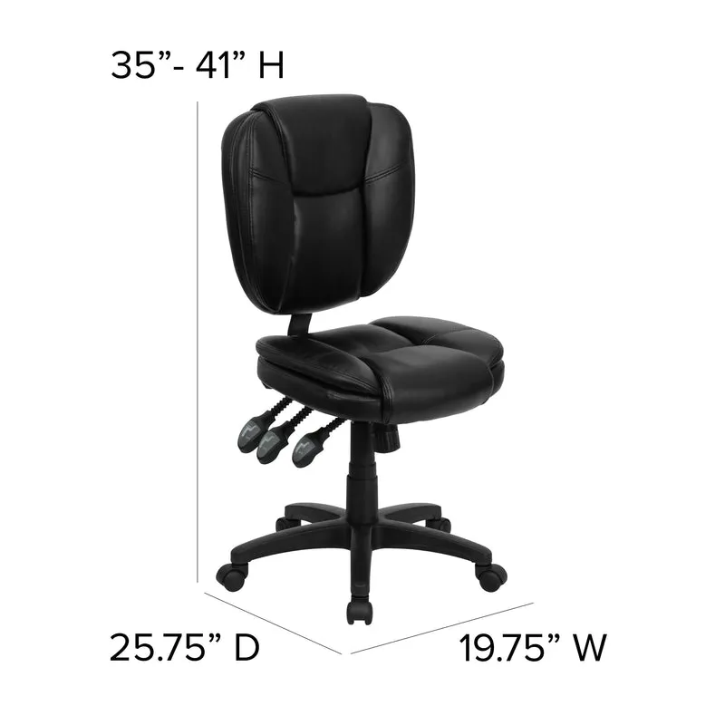 Mid-Back Multifunction Pillow Top Swivel Ergonomic Task Office Chair