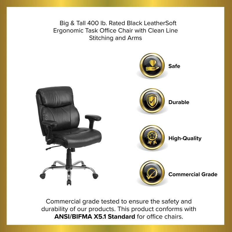 400 lb. Big & Tall Mid-Back Swivel Clean Line Stitch Ergonomic Task Office Chair