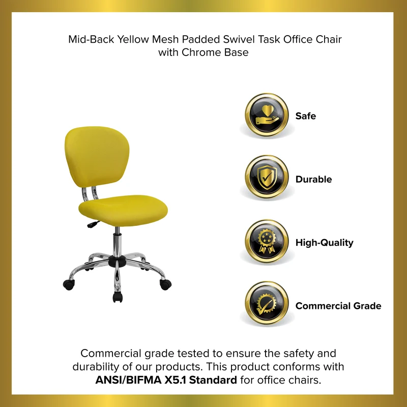 Mid-Back Mesh Padded Swivel Task Office Chair with Chrome Base