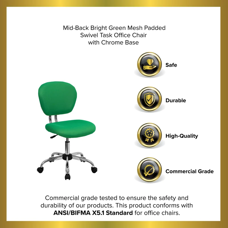 Mid-Back Mesh Padded Swivel Task Office Chair with Chrome Base